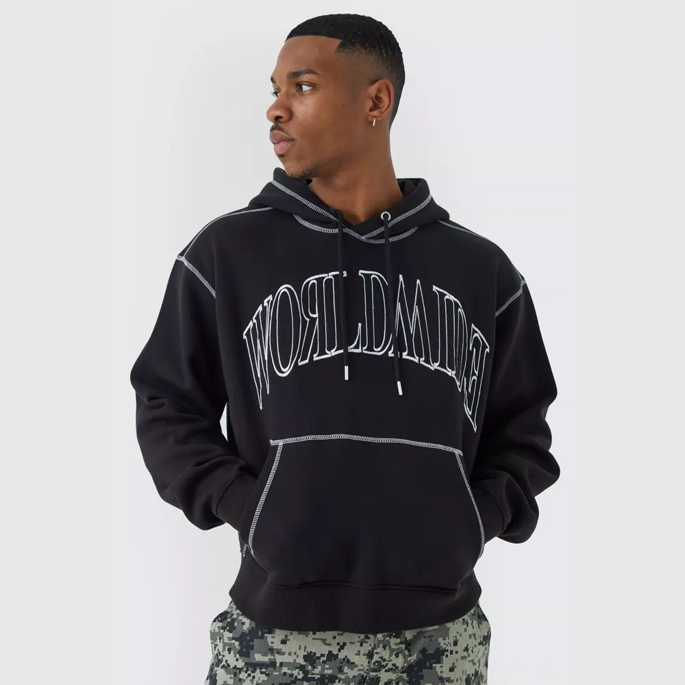 Oversized Star Applique BM Zip Through Hoodie