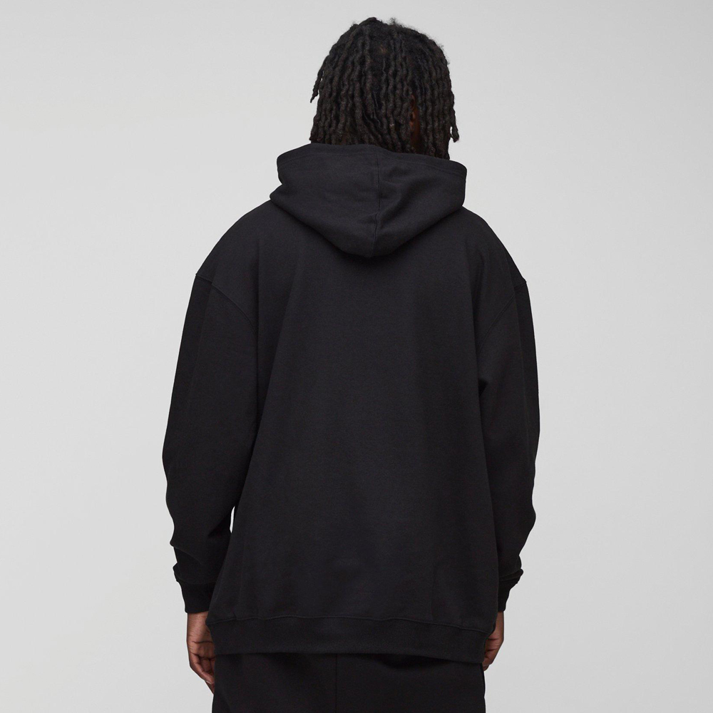 Oversized Boxy Cross Embroidered Zip Through Hoodie - Image 2