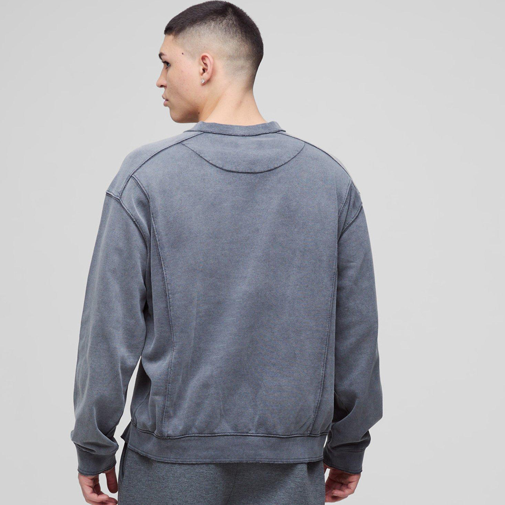 Oversized Man Colour Block Zip Funnel Neck Sweatshirt - Image 2