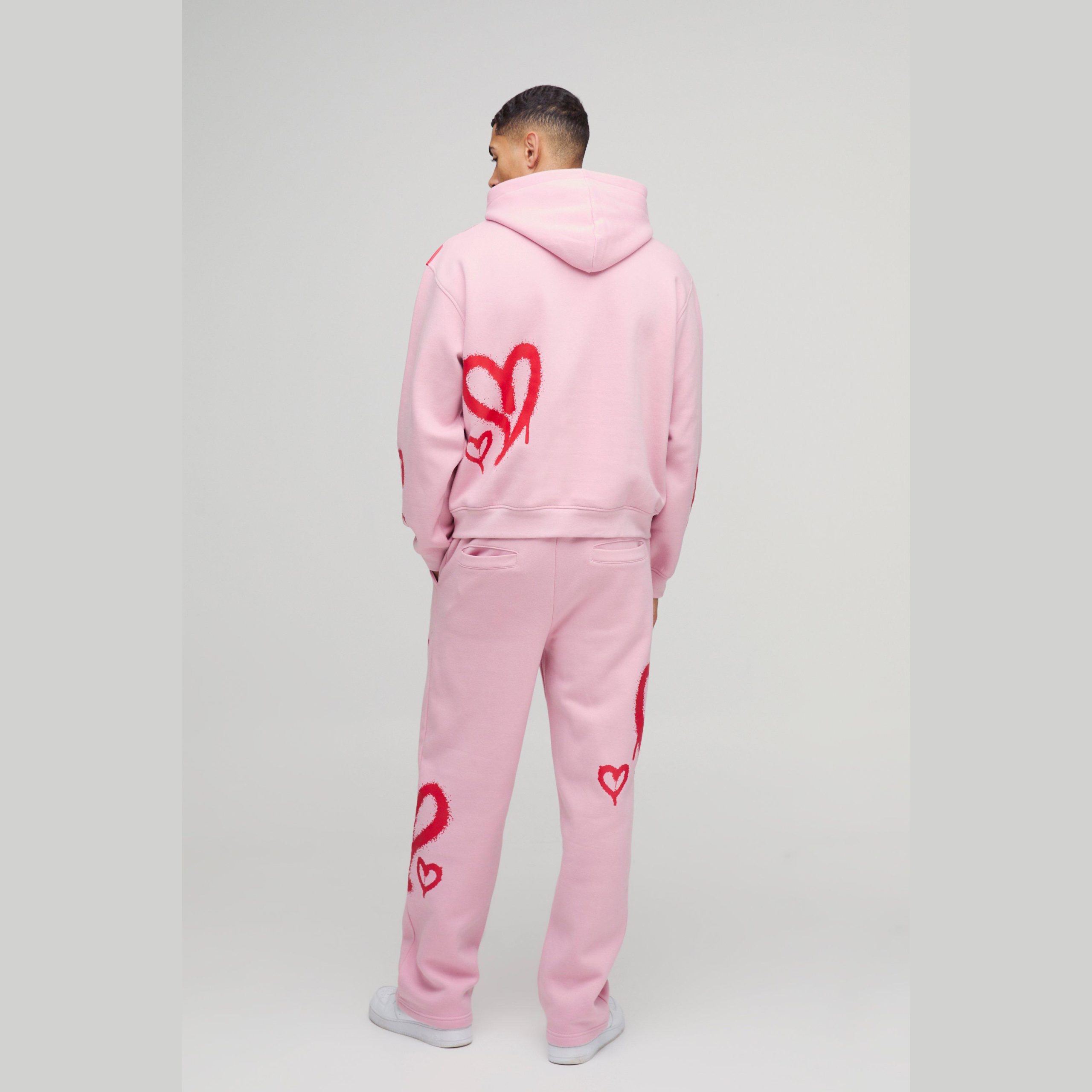 Oversized Boxy Official Tonal Print Zip Hooded Tracksuit - Image 2