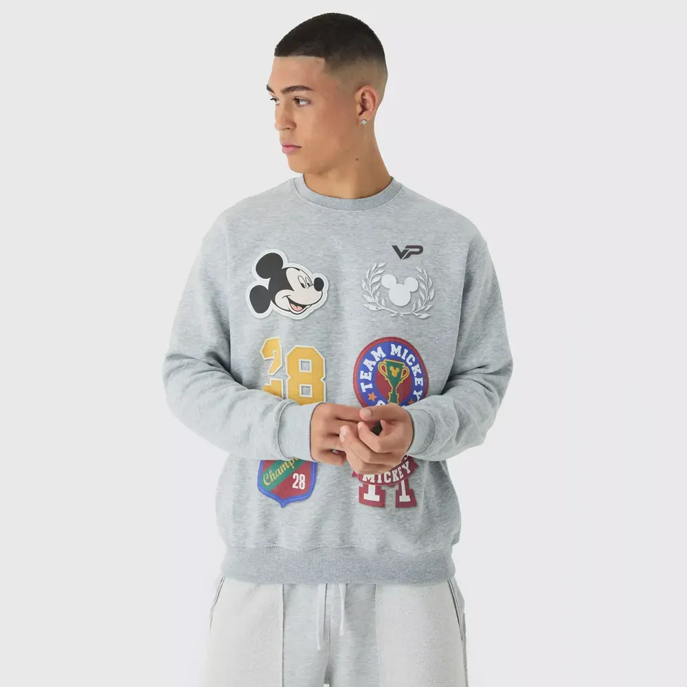 Oversized Half Sleeve Faux Layer 13 Applique Sweatshirt