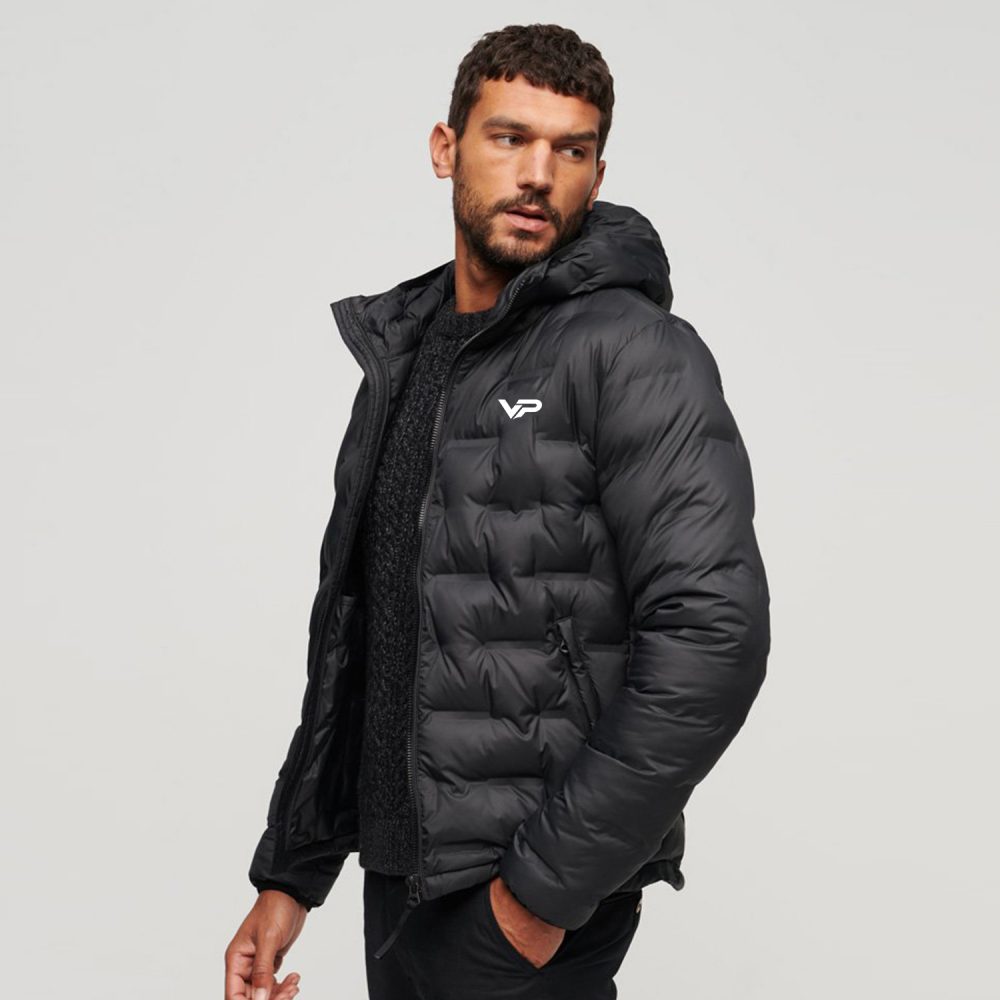 Hooded Microfibre Sports Puffer Jacket
