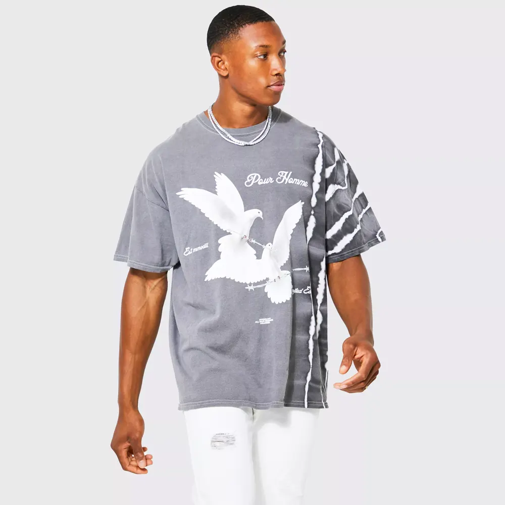 Oversized Marble Heart Graphic T-shirt